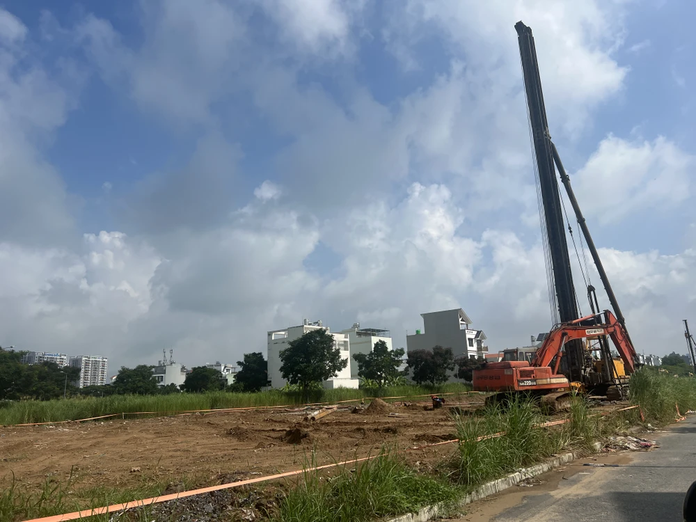 Công trường dự án Quốc lộ 50, huyện Bình Chánh.