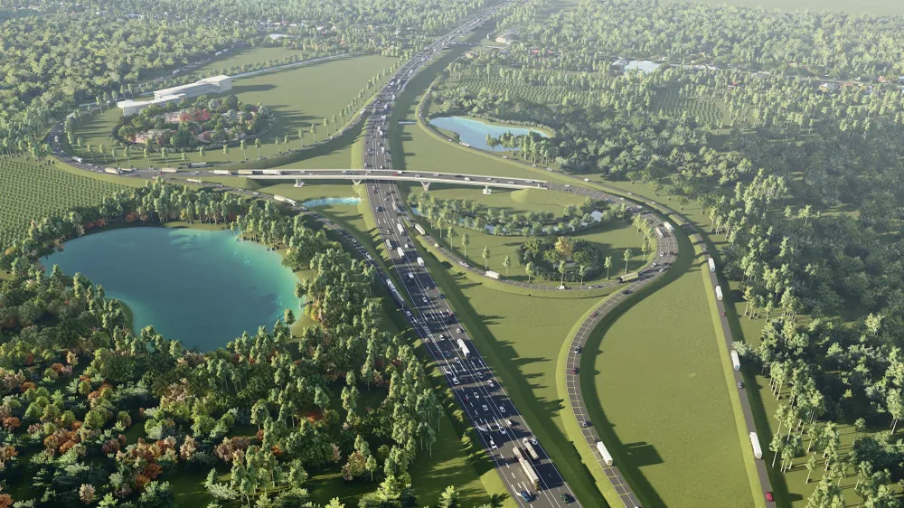 Nút giao Vành đai 3 - Tỉnh lộ 10. Ảnh: Ban Giao thông cung cấp. Nút giao Vành đai 3 - Tỉnh lộ 10. Ảnh: Ban Giao thông cung cấp.