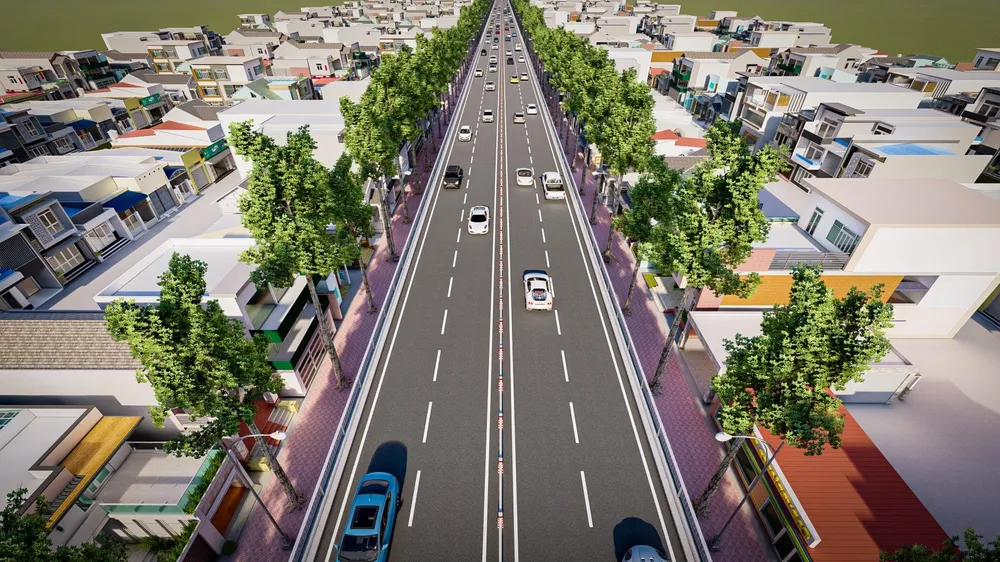 Phối cảnh đường trên cao Bắc - Nam. Phối cảnh đường trên cao Bắc - Nam.