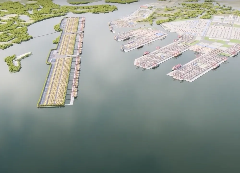 Khu vực xây dựng cảng trung chuyển Quốc tế Cần Giờ. Ảnh: Sở GTVT TP cung cấp