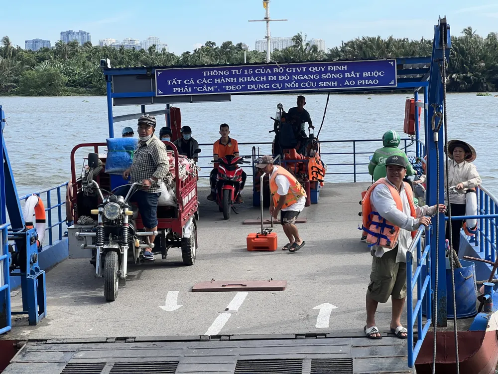 Phà Bình Quới đã hoạt động trở lại. Ảnh: ĐT