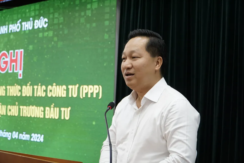 Chủ tịch UBND TP Thủ Đức kêu gọi các doanh nghiệp cùng tham gia đầu tư theo hình thức đối tác công tư (PPP) các dự án nhóm B, C. dự án đầu tư theo hình thức đối tác công tư (PPP) gồm các dự án nhóm B, C