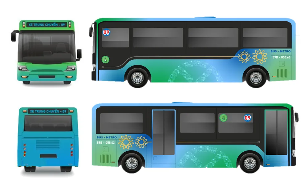 Phương án số 1 được Sở GTVT TP quan tâm. Ảnh: Trung tâm Quản lý GTCC cung cấp bộ nhận diện xe buýt kết nối metro số 1