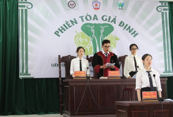 Sinh viên trong phiên tòa giả định tại Trường Đại học Kiểm sát Hà Nội. Ảnh: Hpu.vn
