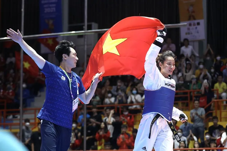 Nguyễn Thị Hương - một trong những vận động viên nữ của Thanh Hóa giành huy chương vàng tại SEA Games 31 hạng 73 kg đối kháng nữ Taekwondo. Ảnh: NCCC Nguyễn Thị Hương - một trong những vận động viên nữ của Thanh Hóa giành huy chương vàng tại SEA Games 31 hạng 73 kg đối kháng nữ Taekwondo. Ảnh: NCCC