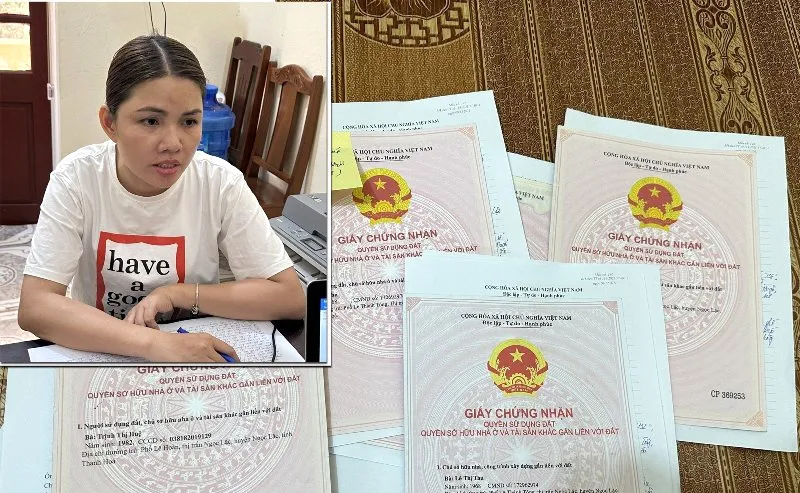 Trịnh Thị Huệ và tang vật vụ án. Ảnh: CATH