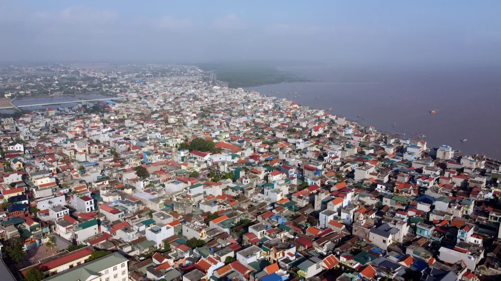 Hình ảnh làng biển Diêm Phố từ trên cao