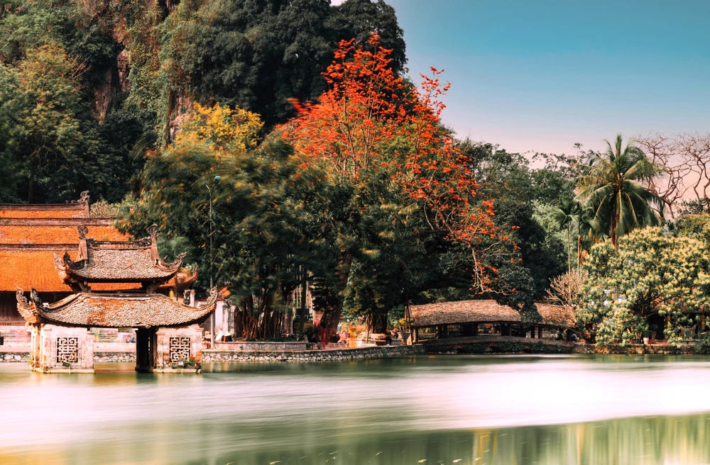 Ngắm hoa gạo nở đỏ rực bên ngôi chùa ngàn năm tuổi ở Hà Nội -.jpg