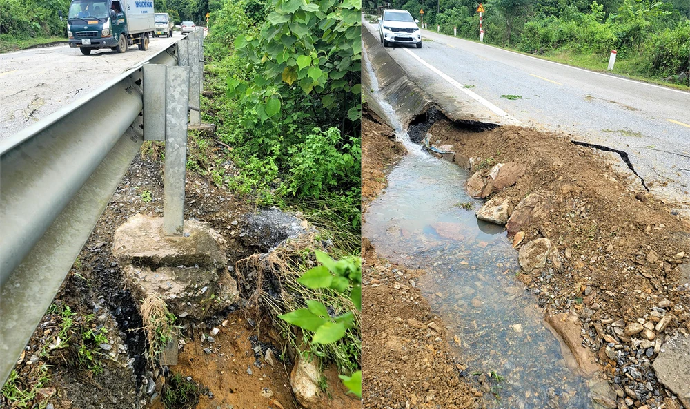 Quốc lộ 217 nối các huyện miền núi ở Thanh Hóa bị sụt lún nứt toác -10.jpg