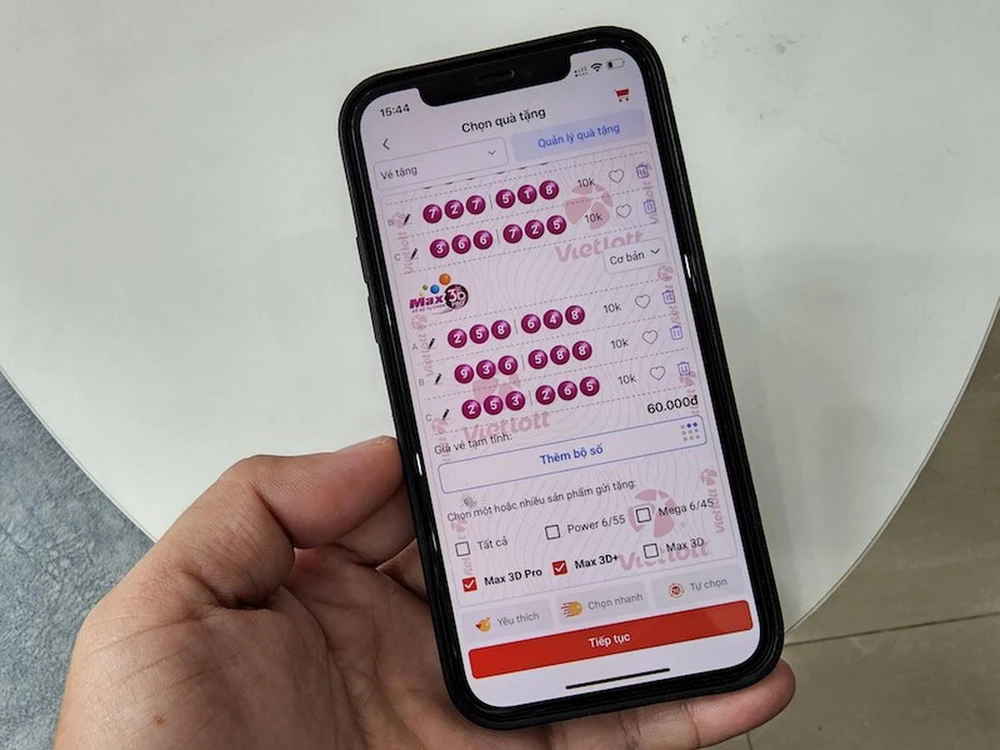 Vé số Max 3D được bán qua kênh Vietlott SMS.