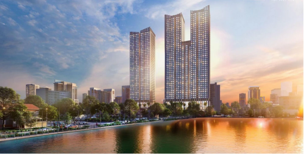 Phối cảnh không gian xanh mát gần hồ và tầm view 360 độ tại dự án Grand Sunlake. Ảnh: Grand Sunlake