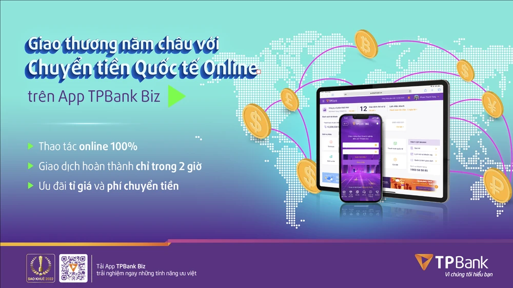 TPBank đang miễn phí 100% phí chuyển tiền quốc tế online cho doanh nghiệp trong vòng 03 thángkể từ ngày sử dụng giao dịch đầu tiên.