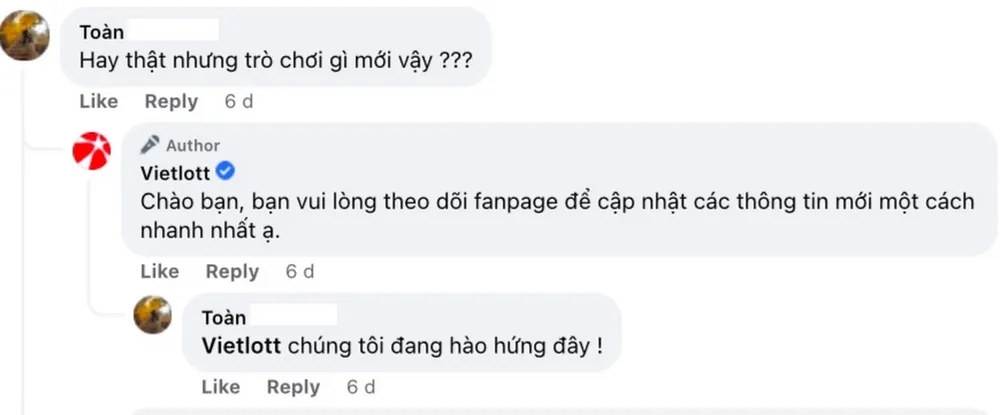 Bình luận bày tỏ sự háo hức, mong chờ của người chơi đối với sản phẩm xổ số Bingo18 trên Vietlott SMS. Bình luận bày tỏ sự háo hức, mong chờ của người chơi đối với sản phẩm xổ số Bingo18 trên Vietlott SMS.