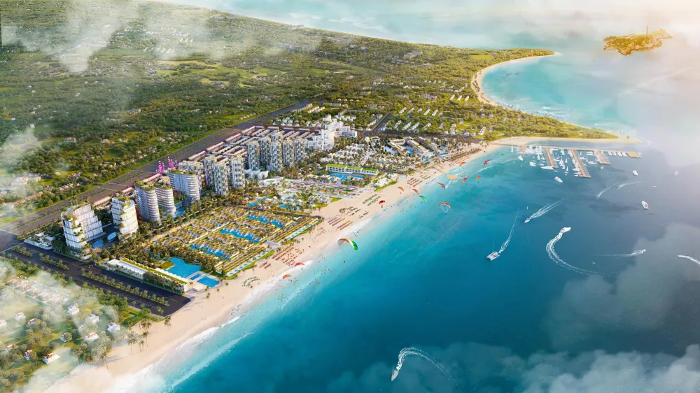 Thanh Long Bay tọa lạc tại vị trí đắt giá ôm trọn gần 2km bờ biển riêng