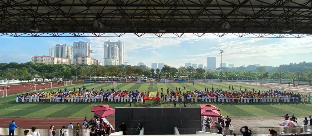 Lễ khai mạc giải bóng đá học sinh THPT Hà Nội - An ninh Thủ đô lần thứ XXI - 2022 Cúp Number 1 Active sáng 27-11