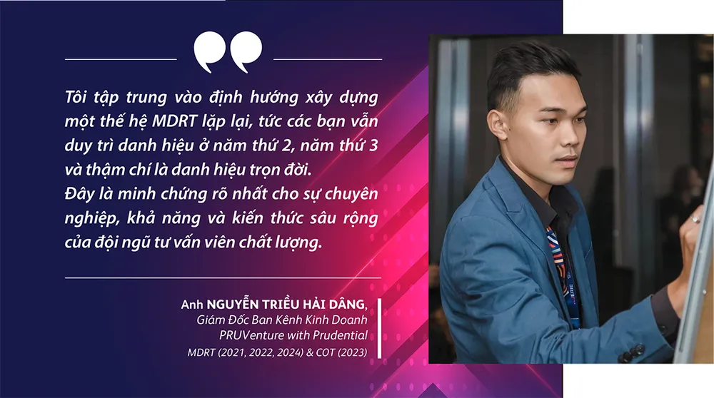 Anh Nguyễn Triều Hải Dâng, Giám đốc ban - kênh Kinh doanh PRUVenture With Prudential. ‘MDRT thế hệ dẫn dắt’ kiến tạo chương kế tiếp của tư vấn viên bảo hiểm