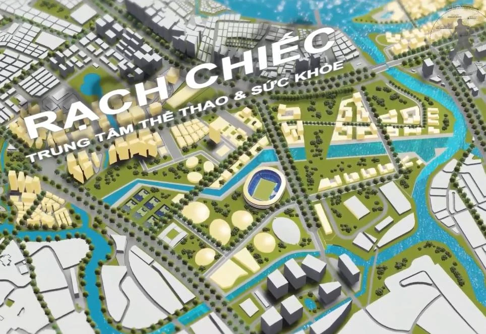 Gần đó là phối cảnh khu trung tâm thể thao và sức khỏe Rạch Chiếc.