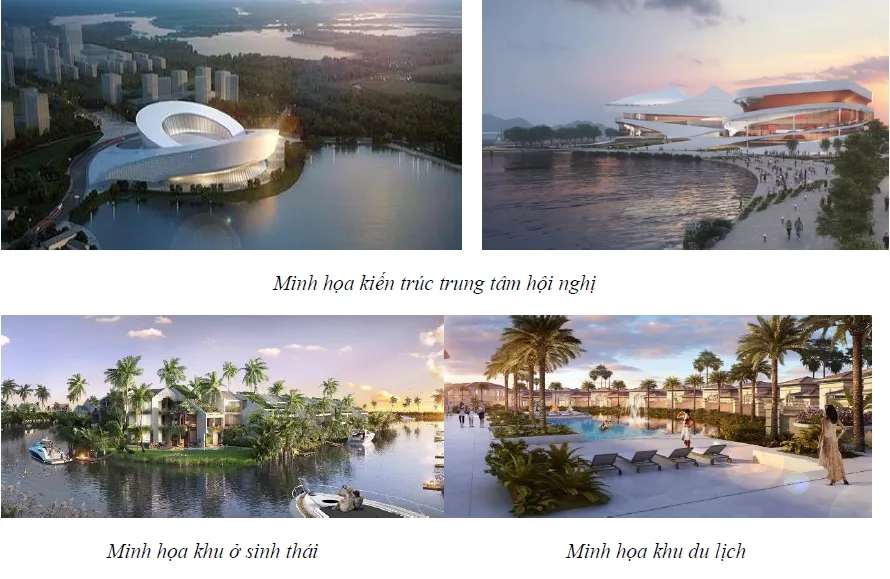 Minh họa khu ở sinh thái và khu du lịch ở khu A.