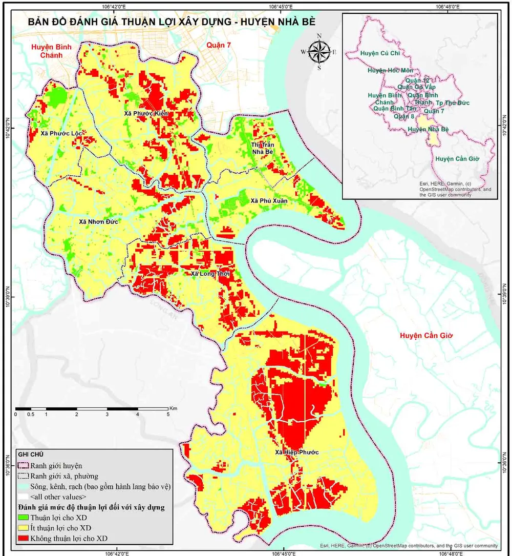 Dựa vào báo cáo tự đánh giá của huyện và khảo sát của nhóm nghiên cứu. Huyện Nhà Bè hướng đến tiêu chuẩn đô thị loại II phát triển chậm theo mô hình trung tâm công nghiệp với khu vực cảng Nhà Bè- Hiệp Phước và đô thị “ngủ” với các nhóm đối tượng thu nhập trung bình thấp.