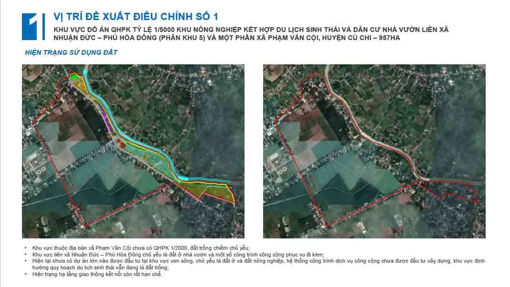 Vị trí thứ nhất diện tích 957 ha ở huyện Củ Chi.