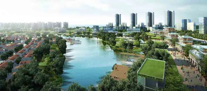 Phối cảnh của Sở QH-KT TP về vị trí này trong tương lai khi đã điều chỉnh quy hoạch phân khu thành khu đô thị sinh thái thấp tầng, bền vững, chức năng là đơn vị ở.