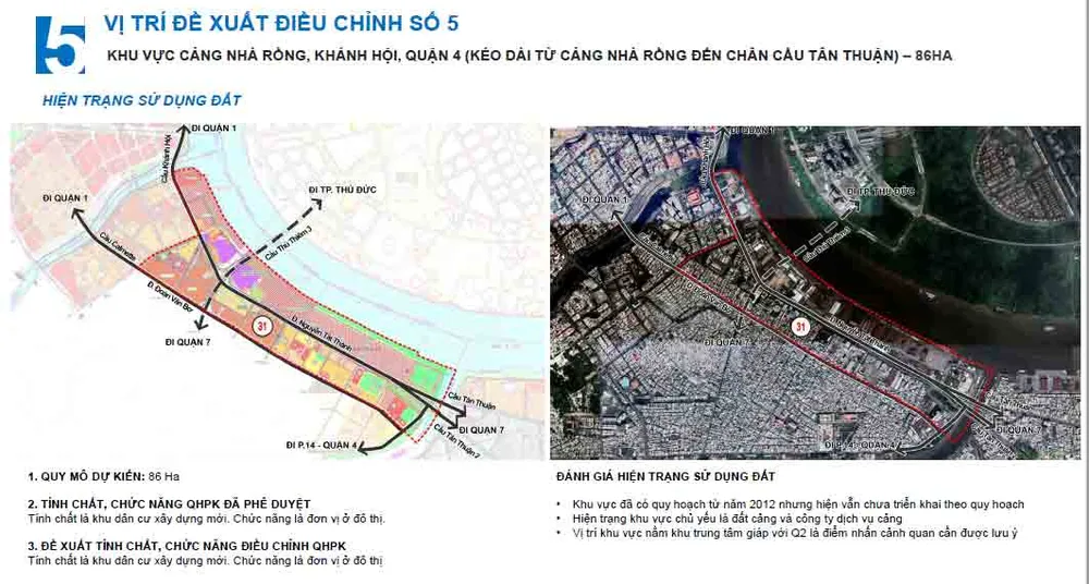 Vị trí thứ 5 là khu cảng, quận 4 với 86 ha.