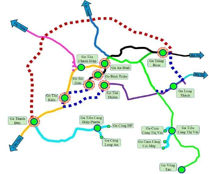 Các ga theo báo cáo đầu kỳ của tư vấn gửi Cục Đường sắt Việt Nam.