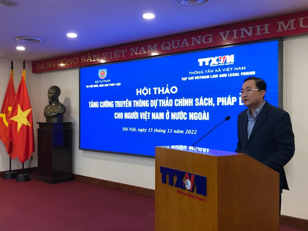 Ông Phan Hồng Nguyên - Phó Vụ trưởng Vụ Phổ biến, giáo dục pháp luật (Bộ Tư pháp) - cho rằng các cơ quan chủ trì soạn thảo cần tập trung vào các chính sách pháp luật thiết thực. Ảnh: MINH TRÚC