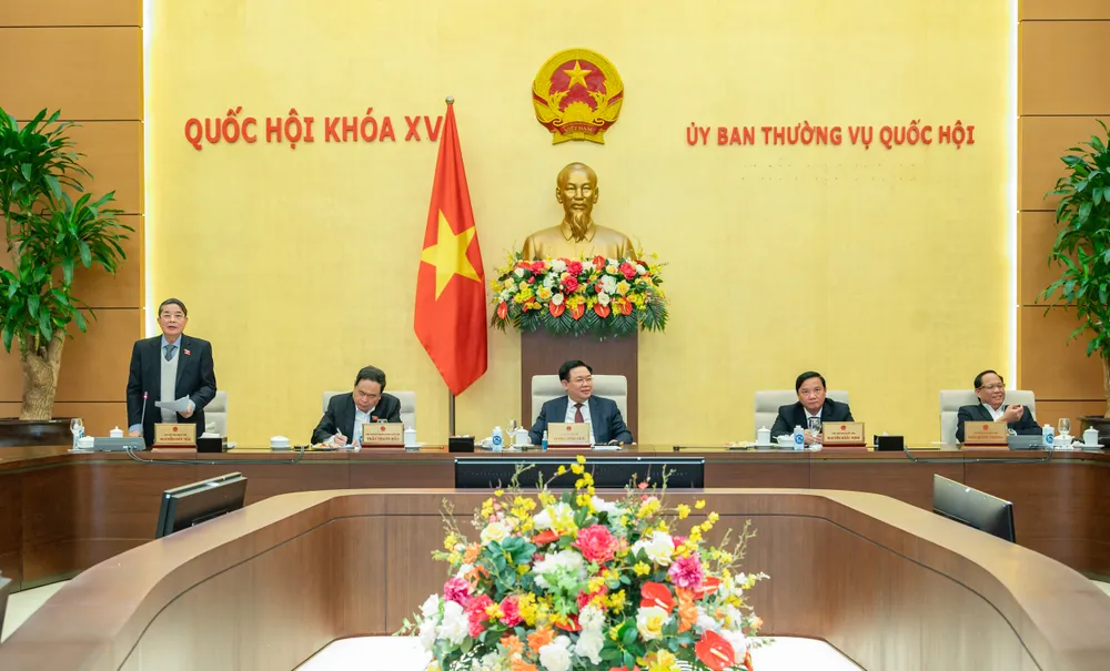 Ủy ban Thường vụ Quốc hội họp phiên bất thường, chiều 30-12-2022. Ảnh: QH