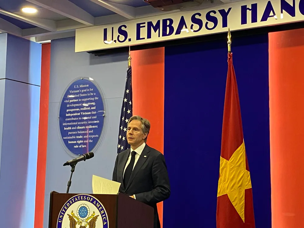 Ngoại trưởng Mỹ đánh giá cao sự phát triển giữa hai nước. ẢNH: MINH TRÚC