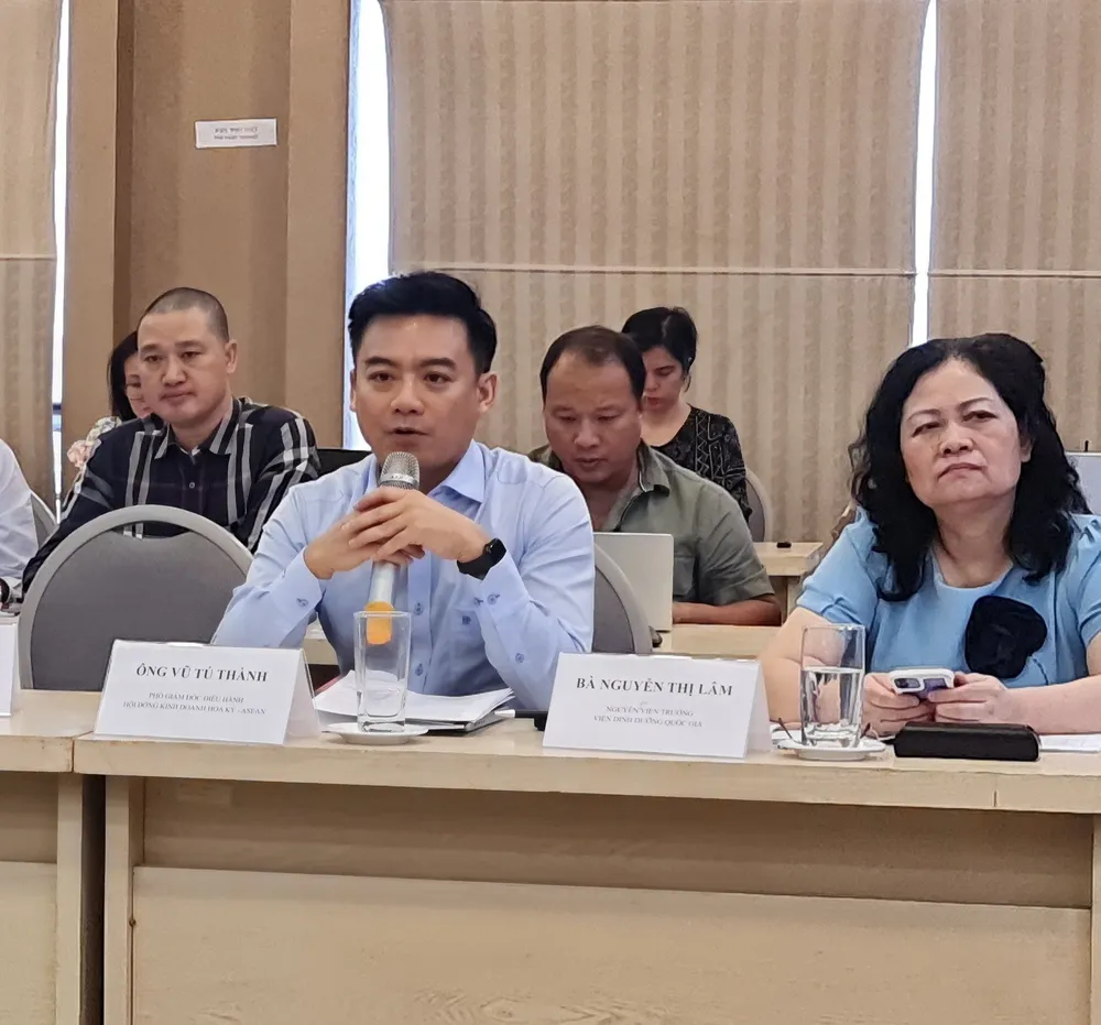 Ông Vũ Tú Thành – Phó Giám đốc Hội đồng kinh tế Hoa Kỳ - ASEAN nêu ý kiến tại Hội thảo
