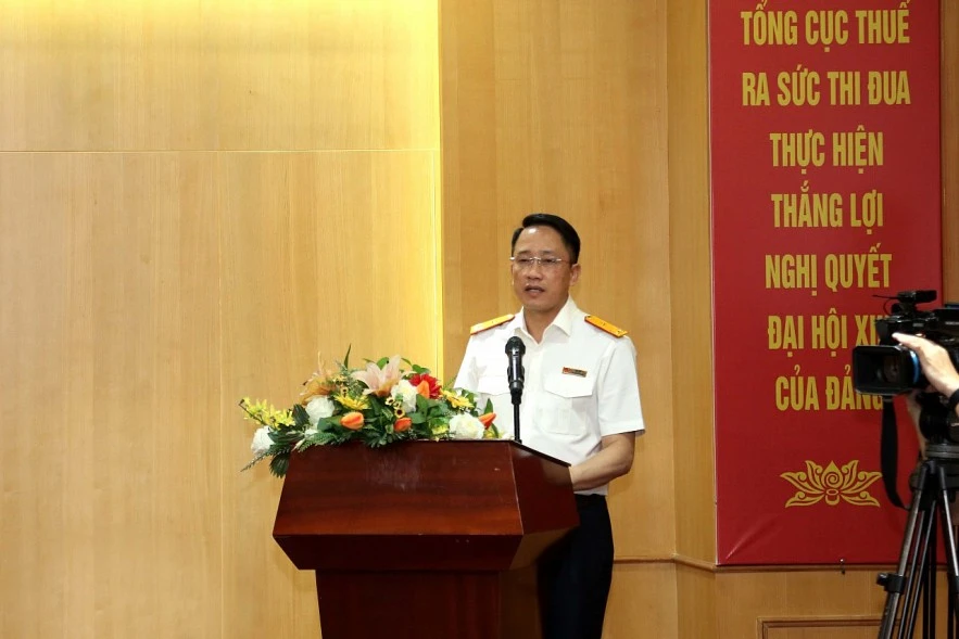 Phó Tổng cục trưởng Tổng cục Thuế Mai Sơn cung cấp thông tin báo chí. Ảnh: M.T Thuế