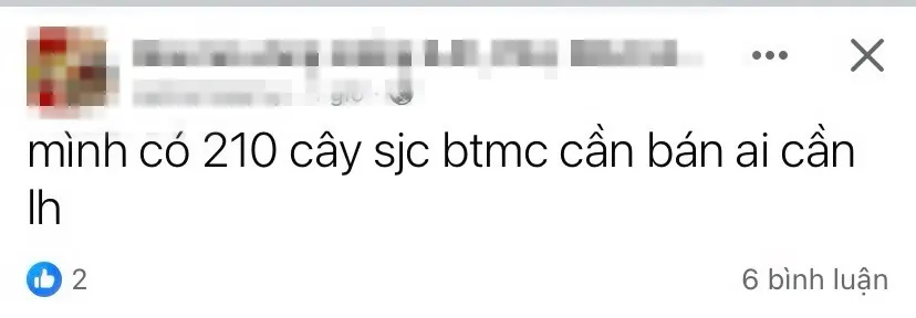 Một vài người rao bán vàng miếng SJC trên mạng xã hội với số lượng lớn. Ảnh: Minh Trúc vàng miếng SJC chợ đen 5.jpeg