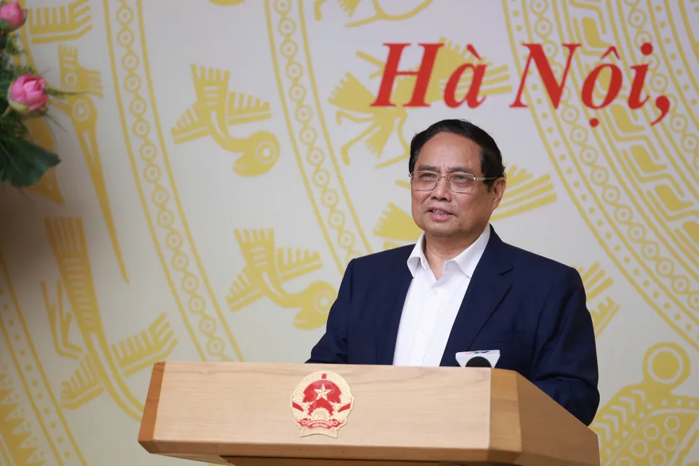 Thủ tướng Phạm Minh Chính phát biểu tại hội nghị. Ảnh: VGP Thủ tướng Phạm Minh Chính nhấn mạnh, nghiên cứu đề xuất điều chỉnh, bổ sung chính sách pháp luật về đất đai. Ảnh: VGP