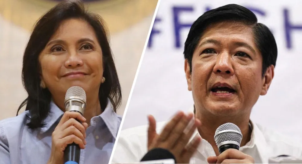 Ứng cử viên tổng thống Maria Leonor &quot;Leni&quot; Robredo (trái) và Ferdinand &quot;Bongbong&quot; Marcos Jr. Ảnh: DAILY TRIBUNE