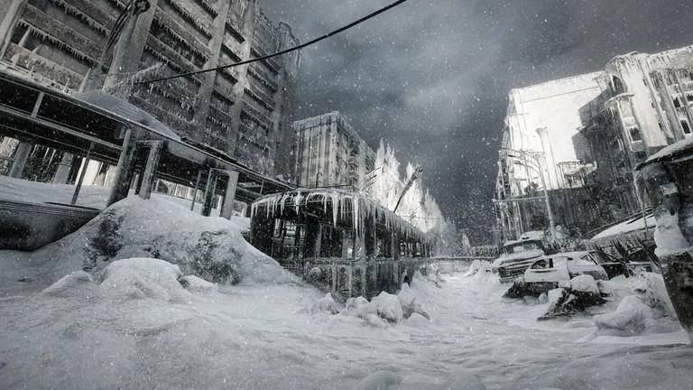 Mô hình “Mùa đông hạt nhân” do các nghệ sĩ dựng nên. Ảnh:RT