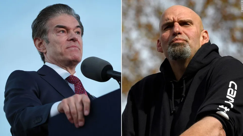 Ứng viên Cộng hòa Mehmet Oz và ứng viên Dân chủ John Fetterman (phải). Ảnh: CNN