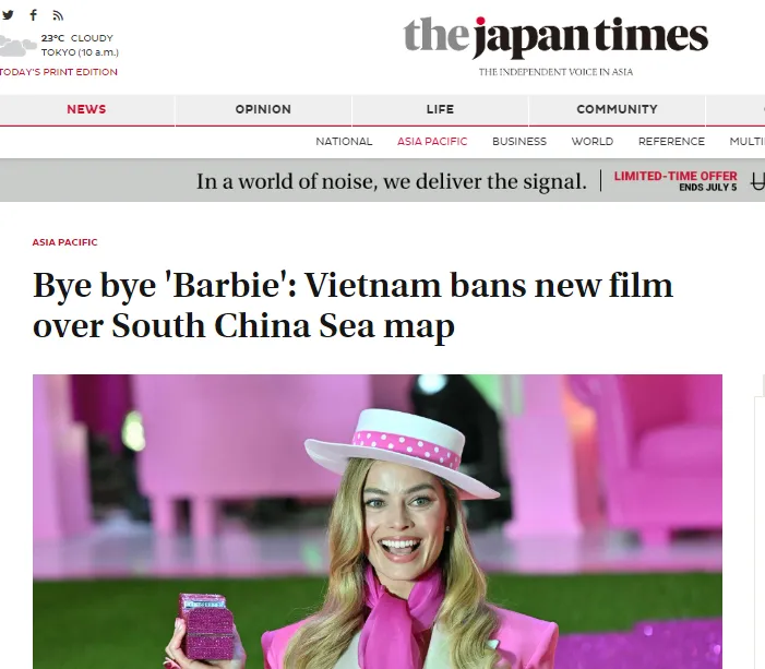 Báo the Japan Times cũng đăng tải thông tin về sự việc. Ảnh chụp màn hình