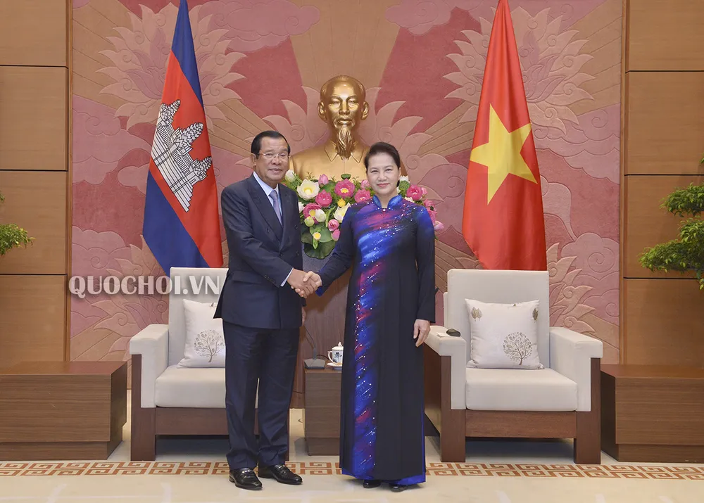 Thủ tướng Hun Sen gặp Chủ tịch Quốc hội Nguyễn Thị Kim Ngân nhân chuyến thăm Việt Nam vào năm 2019. Ảnh: QUOCHOI.VN