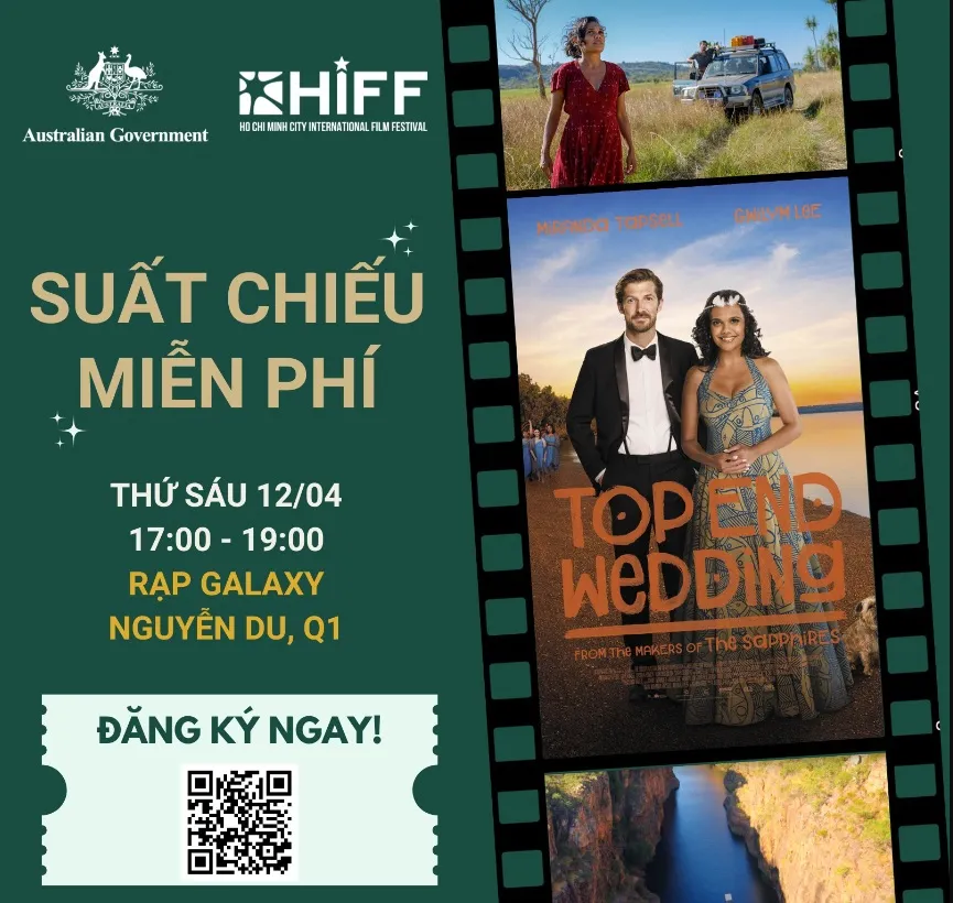 Suất chiếu miễn phí của bộ phim Úc “Top End Wedding”. Ảnh: ĐSQ ÚC Phim Úc chào sân Liên hoan phim quốc tế với suất chiếu miễn phí