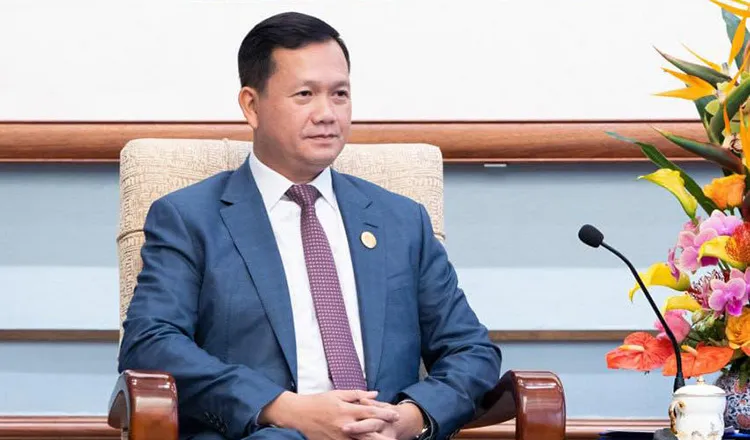 Thủ tướng Campuchia Hun Manet thông báo sẽ khởi công dự án kênh đào Funan Techo vào ngày 5-8-2024. Ảnh: FACEBOOK THỦ TƯỚNG HUN MANET Thủ tướng Campuchia Hun Manet thông báo ngày chính thức khởi công dự án kênh đào Funan Techo.