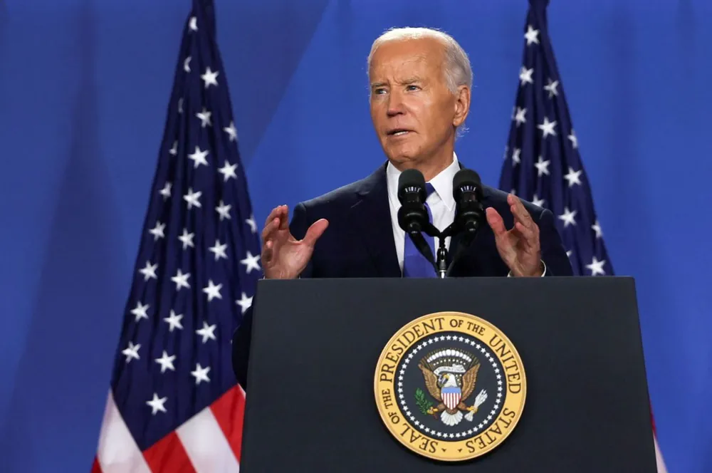 Tổng thống Mỹ Joe Biden gọi nhầm tên ông Zelensky và bà Harris trong các cuộc họp báo ngày 11-7. Ảnh: REUTERS Biden gọi nhầm tên ông Zelensky, bà Harris