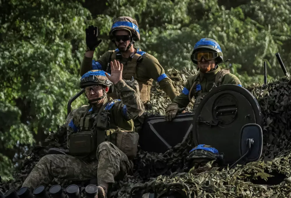 Lực lượng Ukraine ở tỉnh Sumy (Ukraine), giáp biên giới tỉnh Kursk (Nga) hôm 11-8. Ảnh: REUTERS chien-su-nga-ukraine-22-8-2024.png