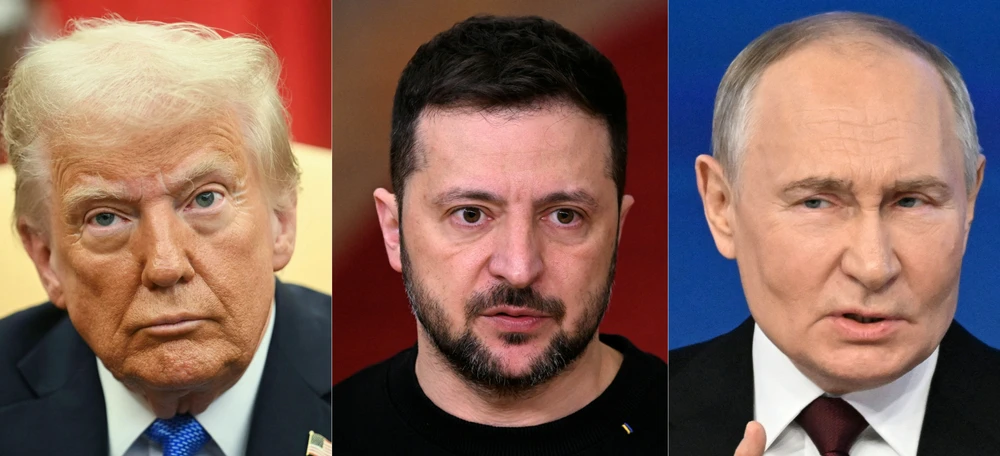 Tổng thống Mỹ Donald Trump (trái) tin rằng Tổng thống Ukraine Volodymyr Zelensky (giữa) và Tổng thống Nga Vladimir Putin sẽ tham dự đàm phán hòa bình tại Istanbul (Thổ Nhĩ Kỳ). Ảnh: BELGA NEWS AGENCY chien-su-nga-ukraine-13-5.jpg