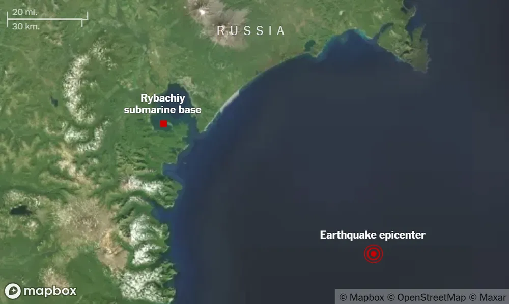 Căn cứ tàu ngầm hạt nhân Nga bị hư hại do động đất