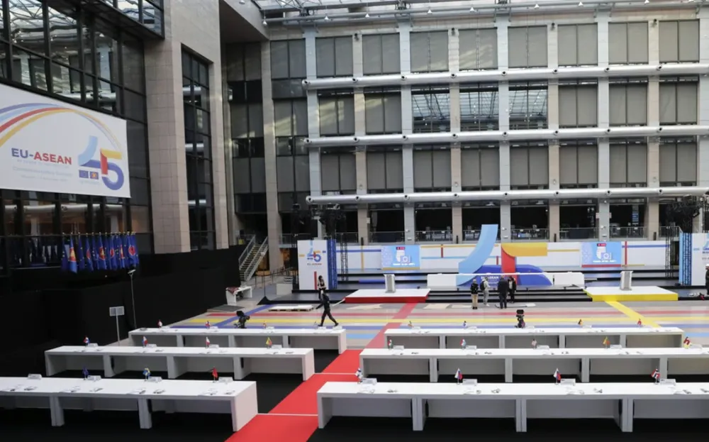 Hội đồng châu Âu trước thềm hội nghị thượng đỉnh EU-ASEAN tại Brussels (Bỉ). Ảnh: EPA-EFE Hội đồng châu Âu trước thềm hội nghị thượng đỉnh EU-ASEAN tại Brussels (Bỉ). Ảnh: EPA-EFE