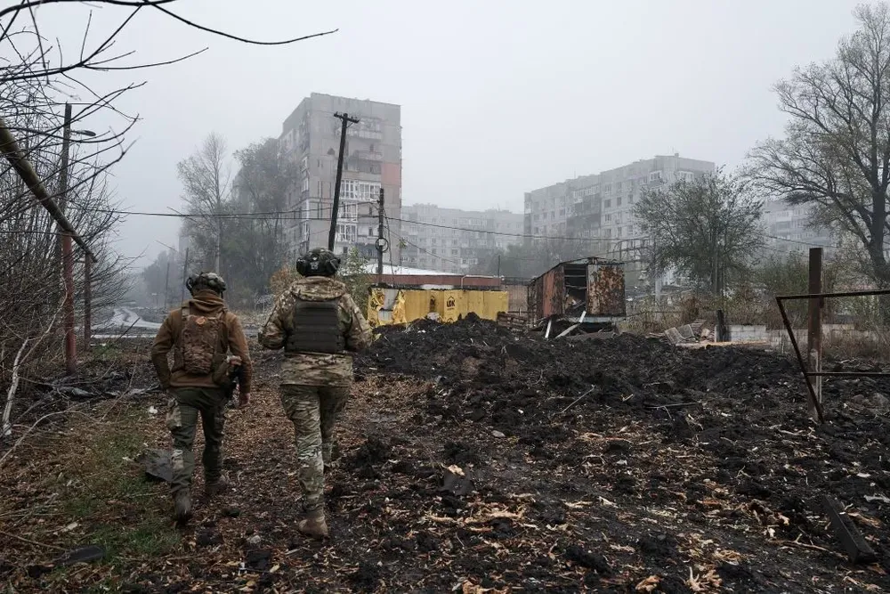 TP Avdiivka (Donetsk) tan hoang sau khi liên tục bị không kích. Ảnh: GETTY IMAGES Chiến sự Nga-Ukraine
