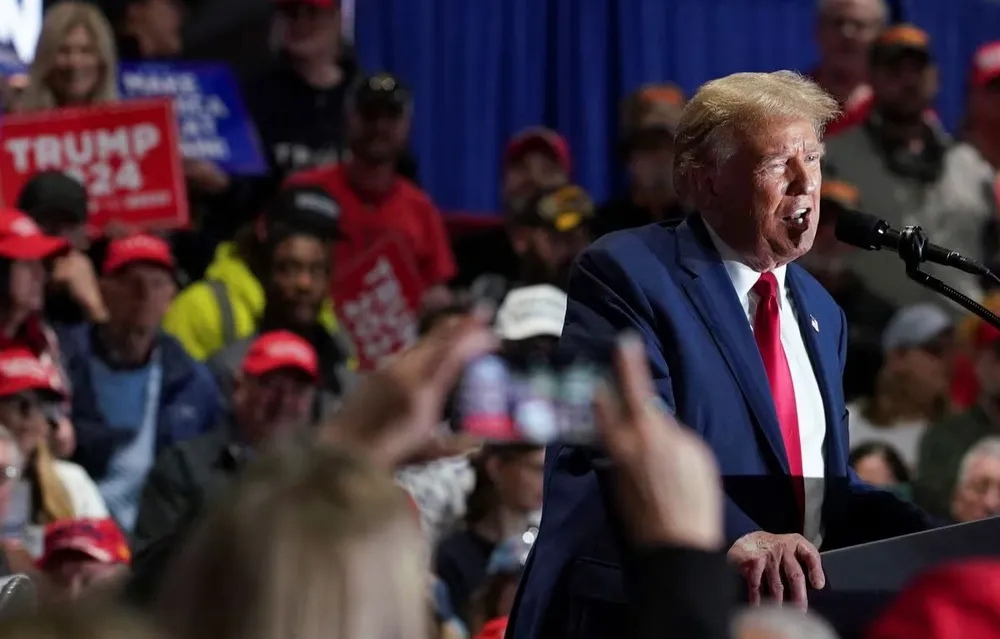 Cựu Tổng thống Mỹ Donald Trump. Ảnh: REUTERS Trump đồng loạt thắng bầu cử sơ bộ