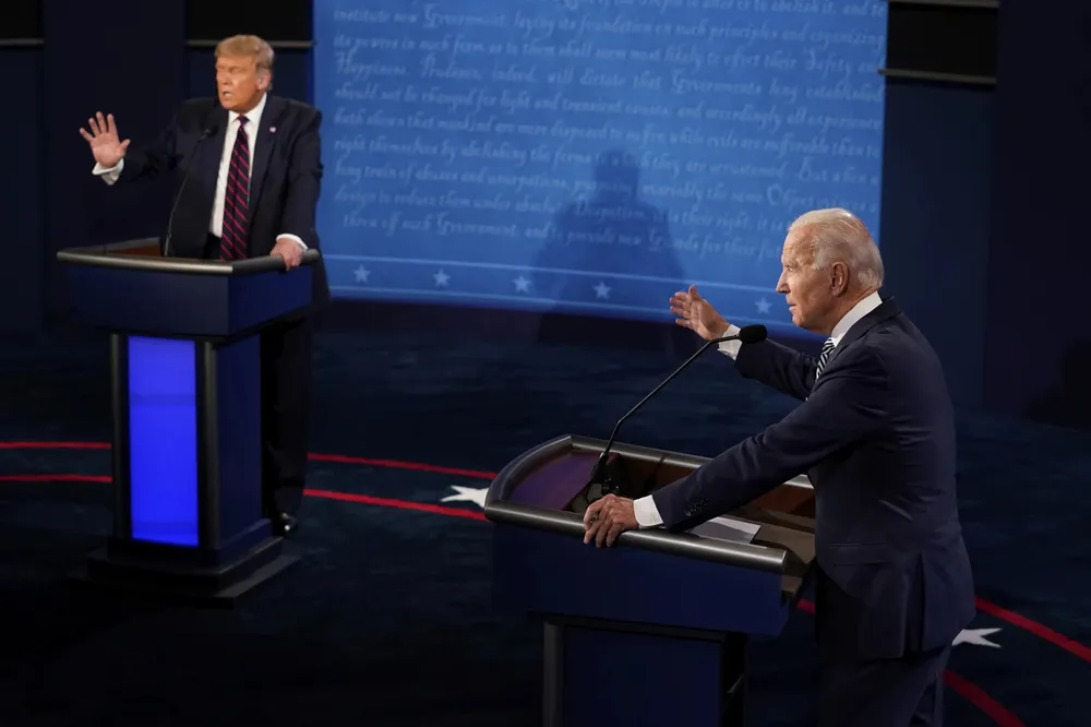 Màn tranh luận đầu tiên giữa ông Trump và ông Biden trong cuộc đua Nhà Trắng hồi năm 2020. Ảnh: AP chiến lược tranh luận 1.jpg