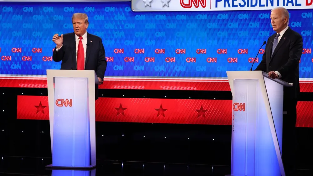 Tổng thống Mỹ Joe Biden (phải) và cựu Tổng thống Mỹ Donald Trump. Ảnh: CNN phiên tranh luận